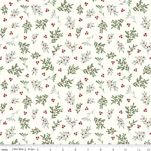 Mistletoe & Holly Mistletoe Cloud Ivory White Riley Blake Designs Half Yard Beverly McCullough