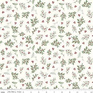 Mistletoe & Holly Mistletoe Cloud Ivory White Riley Blake Designs Half Yard Beverly McCullough