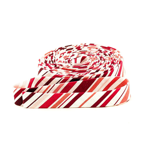 Double Fold 1/2'' Bias Tape Cloudburst Red and White Stripe Bias Binding