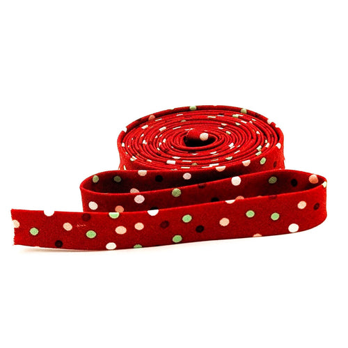 Double Fold 1/2'' Bias Tape Glisten Polka Dots Red Sandy Gervais