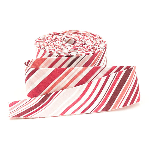 Quilt Binding Bias Cut Cloudburst Red and White Stripe 1 1/4
