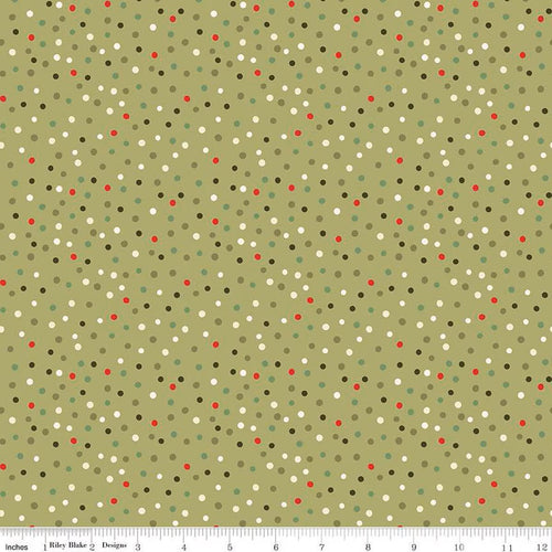Glisten Dot Olive Green by Sandy Gervais for Riley Blake Designs Half Yard Fabric