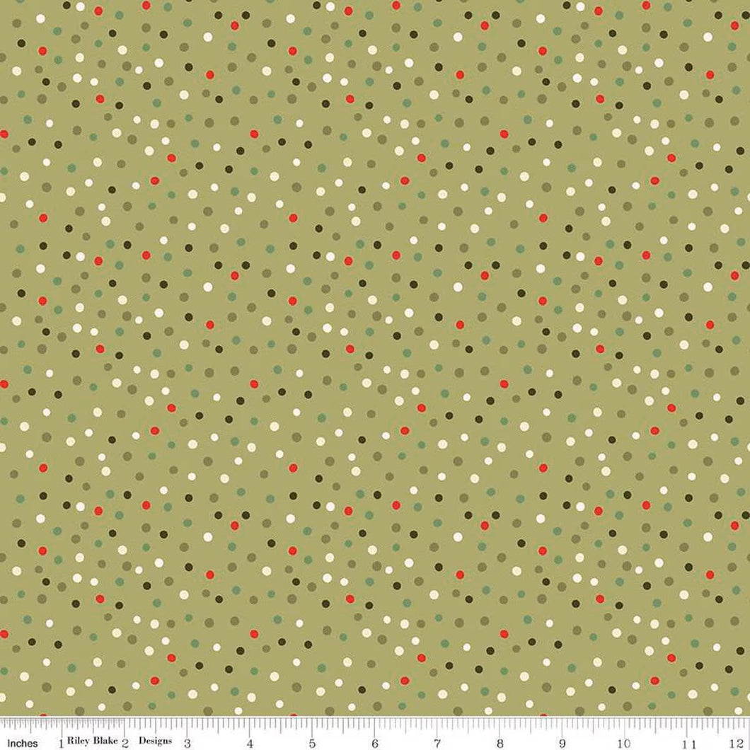 Glisten Dot Olive Green by Sandy Gervais for Riley Blake Designs Half Yard Fabric