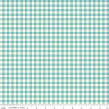 Load image into Gallery viewer, First Blooms Gingham Check Glacier Green Riley Blake Designs Half Yard Heather Peterson
