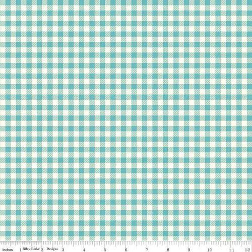 First Blooms Gingham Check Glacier Green Riley Blake Designs Half Yard Heather Peterson