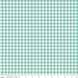 First Blooms Gingham Check Glacier Green Riley Blake Designs Half Yard Heather Peterson