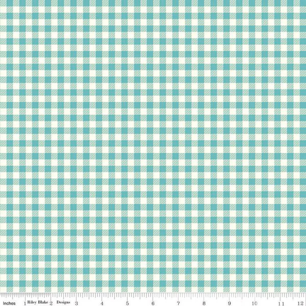 First Blooms Gingham Check Glacier Green Riley Blake Designs Half Yard Heather Peterson