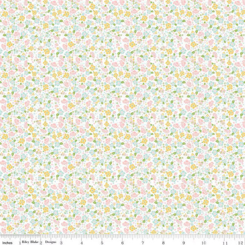 Summer Skies and Fireflies Garden Flowers Pink Riley Blake Designs Half Yard Gracey Larson