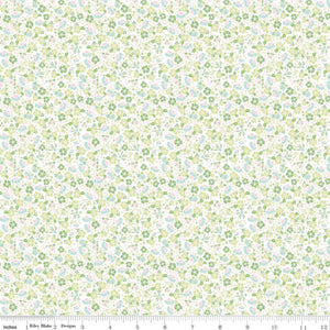 Summer Skies and Fireflies Garden Flowers White Riley Blake Designs Half Yard Gracey Larson
