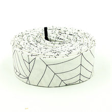 Load image into Gallery viewer, Quilt Binding Costume Maker&#39;s Act II Spiderwebs White Black 1 1/4&quot; Single Fold Binding Halloween
