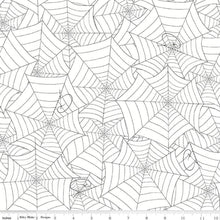 Load image into Gallery viewer, Quilt Binding Costume Maker&#39;s Act II Spiderwebs White Black 1 1/4&quot; Single Fold Binding Halloween
