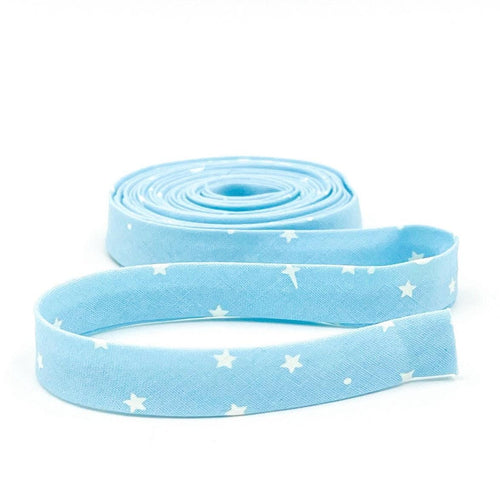 Double Fold Bias Tape 1/2'' True Colors Space Sprinkles Waterfall Blue Ivory Tula Pink Bias Binding