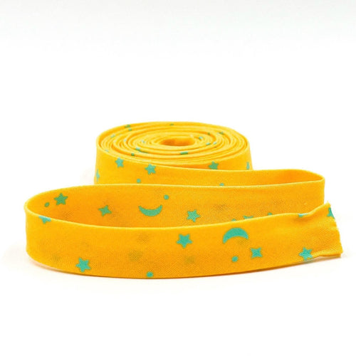 Double Fold Bias Tape 1/2'' True Colors Space Sprinkles Papaya Yellow Mint Green Tula Pink Bias Binding