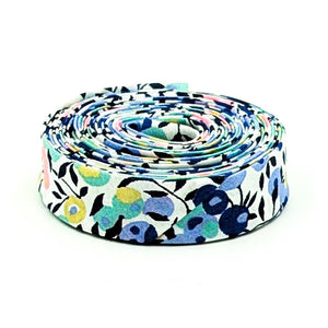 Double Fold Bias Tape 1/2'' Wide Liberty of London Tana Lawn Wiltshire Bud Blue / Neon Pink Yards Bias Binding
