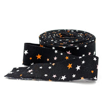 Load image into Gallery viewer, Hey Pumpkin Quilt Binding: Black, Pink &amp; Orange Stars - 1 1/4&quot; Single Fold
