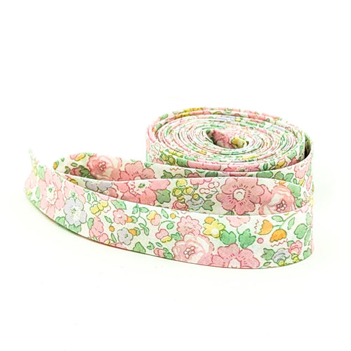 Double Fold Bias Tape 1/2'' Wide Liberty of London Tana Lawn Betsy Ann Pastel Pink Yards Bias Binding