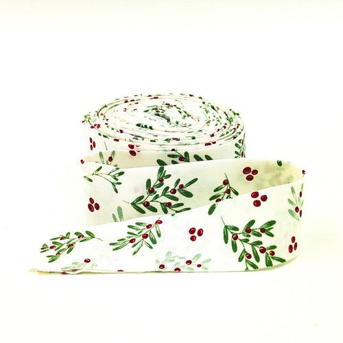 Quilt Binding Mistletoe and Holly Mistletoe Cream 1 1/4