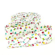 Load image into Gallery viewer, Quilt Binding Gingerbread Kisses Christmas Lights White 1 1/4&quot; Wide Single Fold
