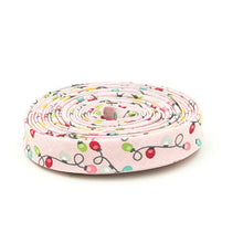 Load image into Gallery viewer, Double Fold Bias Tape 1/2&#39;&#39; Strings of Christmas Lights Pink

