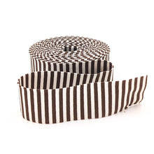 Load image into Gallery viewer, Quilt Binding Teddy Bear Brown and Cream 1/8&#39;&#39; Stripe 1 1/4&quot; Single Fold Binding
