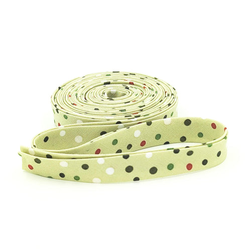 Double Fold 1/2'' Bias Tape Glisten Polka Dots Olive Green Sandy Gervais