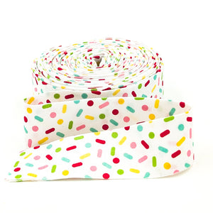 Quilt Binding Gingerbread Kisses Sprinkles White 1 1/4" Wide Single Fold