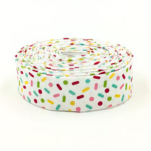 Load image into Gallery viewer, Quilt Binding Gingerbread Kisses Sprinkles White 1 1/4" Wide Single Fold
