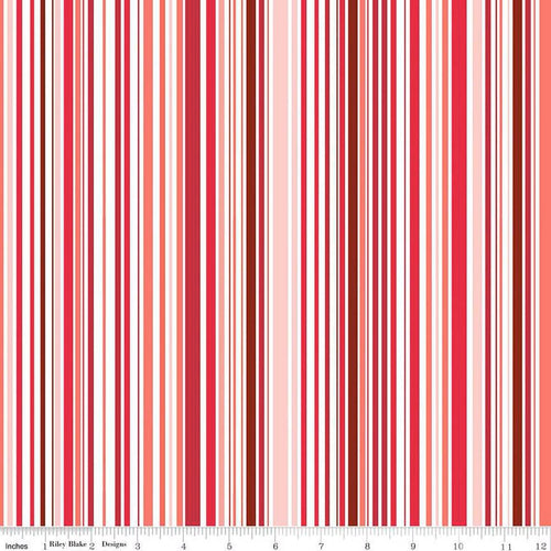 Cloudburst Stripe Red and White Riley Blake Designs Half Yard Jill Findley