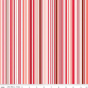 Cloudburst Stripe Red and White Riley Blake Designs Half Yard Jill Findley