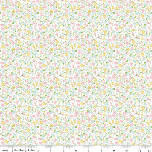 Summer Skies and Fireflies Garden Floral Pink Half Yard Fabric By The Yard Riley Blake Designs Gracey Larson