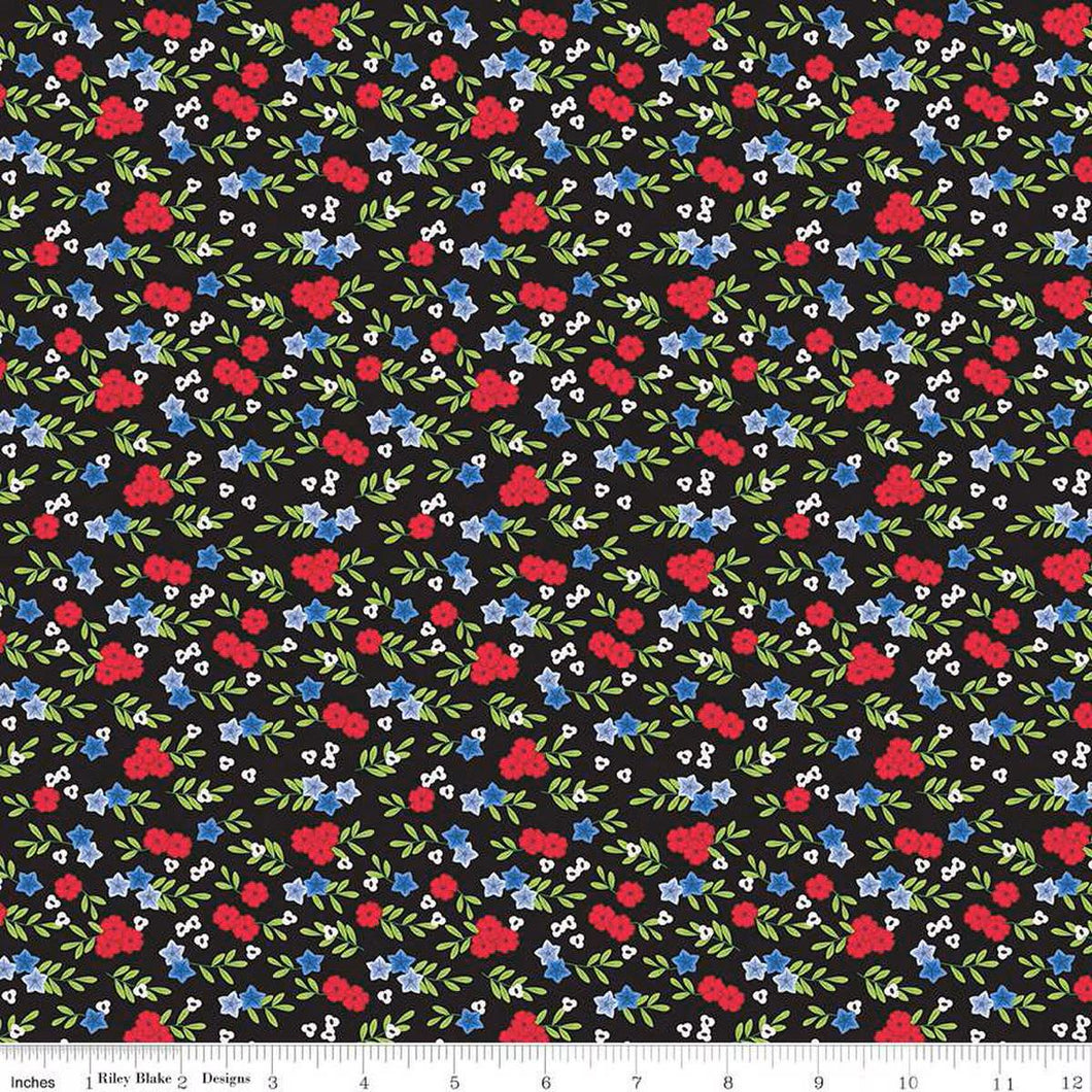 Cloudburst Floral Black Riley Blake Designs Half Yard Jill Findley