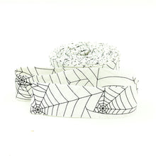 Load image into Gallery viewer, Quilt Binding Costume Maker&#39;s Act II Spiderwebs White Black 1 1/4&quot; Single Fold Binding Halloween
