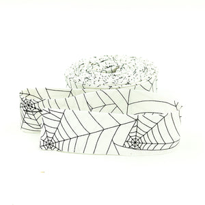 Quilt Binding Costume Maker's Act II Spiderwebs White Black 1 1/4" Single Fold Binding Halloween