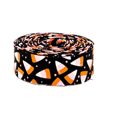 Load image into Gallery viewer, Quilt Binding Hey Pumpkin Candy Corn Black Pink 1 1/4&quot; Single Fold Binding Pink Halloween
