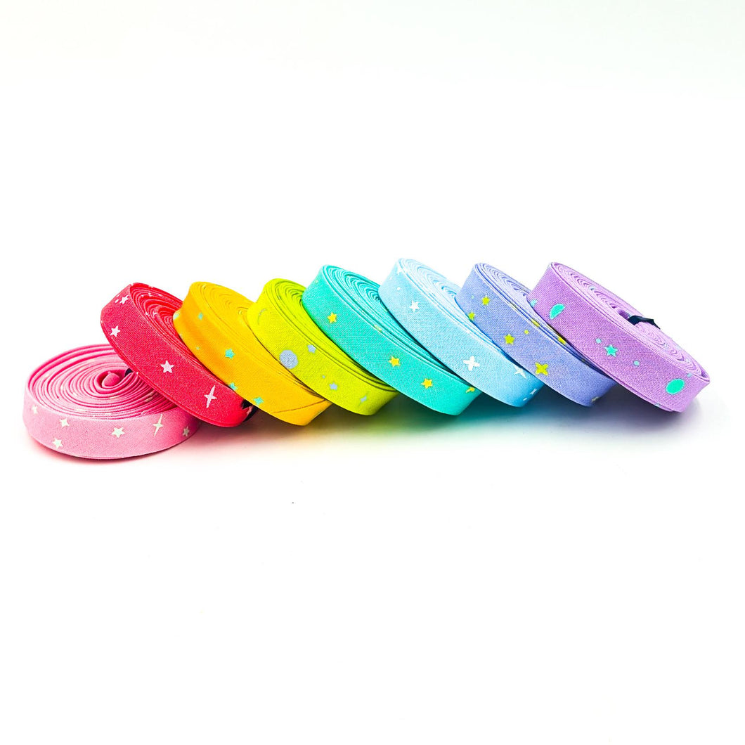 Double Fold Bias Tape 1/2'' True Colors Space Sprinkles BUNDLE Tula Pink Bias Binding 8 Piece Bundle