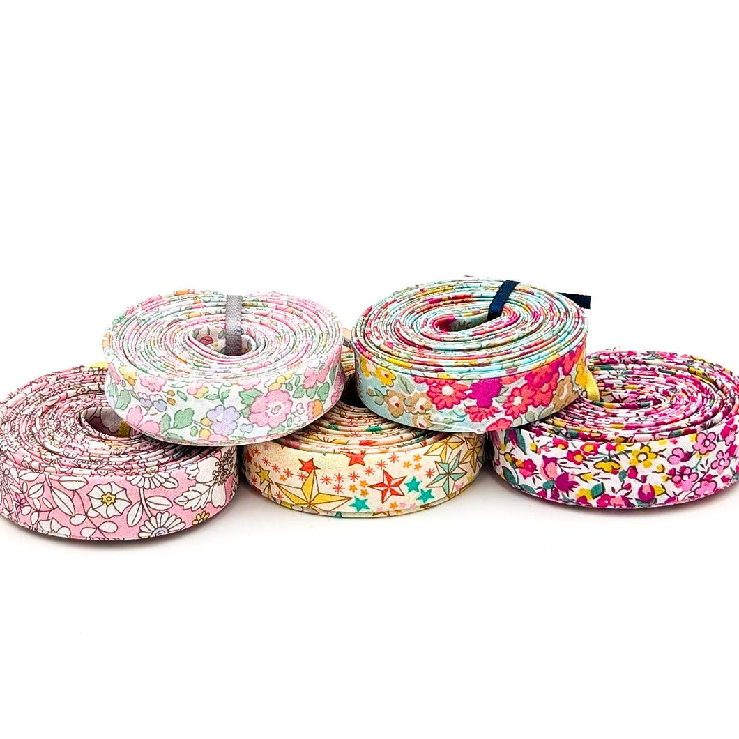 Double Fold Bias Tape 1/2'' Liberty of London Tana Lawn Pastels BUNDLE 5 Piece Bundle