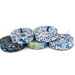 Double Fold Bias Tape 1/2'' Liberty of London Tana Lawn Blues BUNDLE 5 Piece Bundle