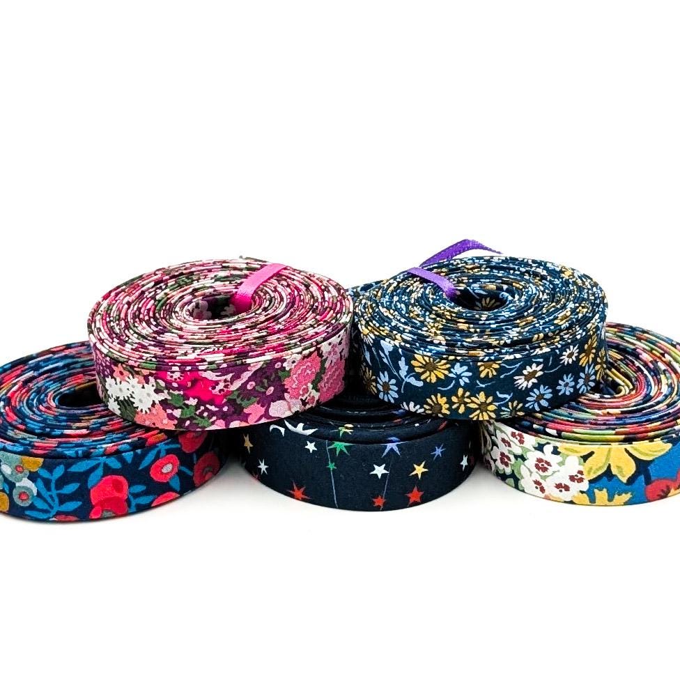 Double Fold Bias Tape 1/2'' Liberty of London Tana Lawn Deeps BUNDLE 5 Piece Bundle