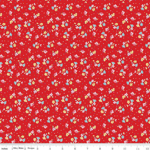 Simple Pleasures Calico Sweet Rose Strawberry Red Riley Blake Designs Half Yard Sandy Klop of American Jane
