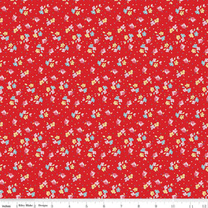 Simple Pleasures Calico Sweet Rose Strawberry Red Riley Blake Designs Half Yard Sandy Klop of American Jane