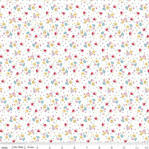 Simple Pleasures Calico Sweet Rose White Riley Blake Designs Half Yard Sandy Klop of American Jane