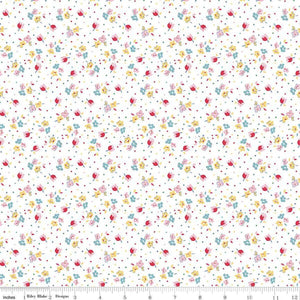Simple Pleasures Calico Sweet Rose White Riley Blake Designs Half Yard Sandy Klop of American Jane