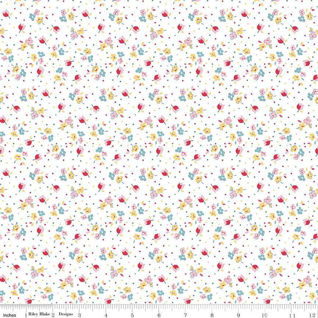 Simple Pleasures Calico Sweet Rose White Riley Blake Designs Half Yard Sandy Klop of American Jane