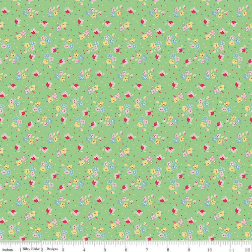 Simple Pleasures Calico Sweet Rose Green Riley Blake Designs Half Yard Sandy Klop of American Jane