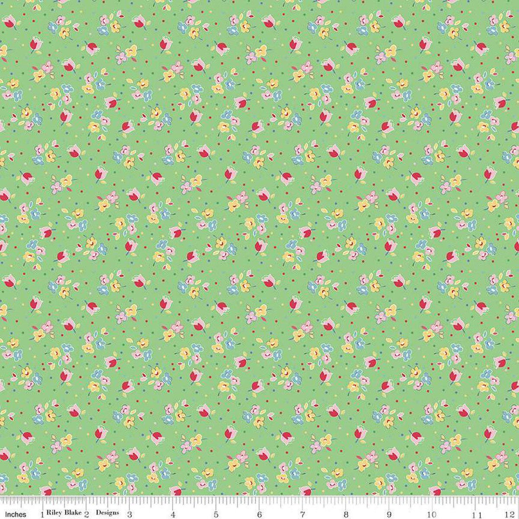 Simple Pleasures Calico Sweet Rose Green Riley Blake Designs Half Yard Sandy Klop of American Jane