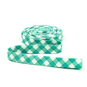 Double Fold Bias Tape Gingham Check Spearmint Green 1/2'' Bias Binding