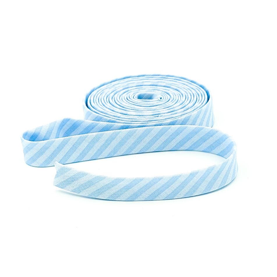 Double Fold Bias Tape Boy Blue Tone On Tone Stripe 1/2