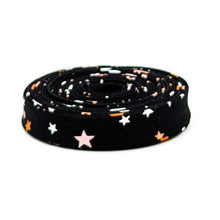 Load image into Gallery viewer, Double Fold Bias Tape 1/2&#39;&#39; Hey Pumpkin Stars Black Blush Pink Halloween Bias Binding
