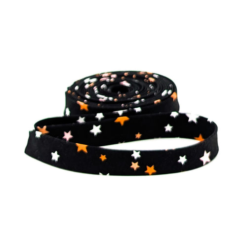 Double Fold Bias Tape 1/2'' Hey Pumpkin Stars Black Blush Pink Halloween Bias Binding
