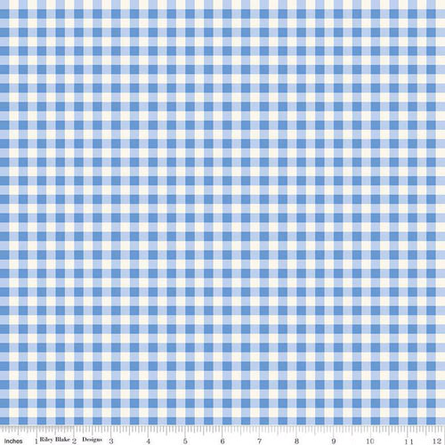 Penelope Gingham Cream Blue Half Yard My Mind's Eye